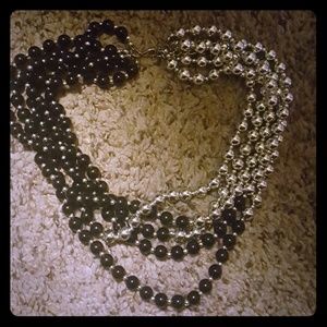 5/$20Silver and black beaded necklace